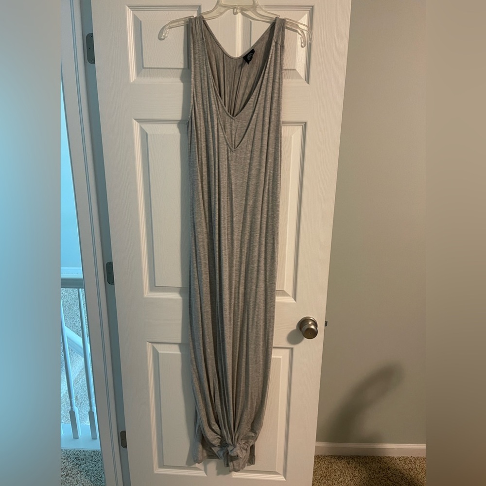 bobeau Light Gray Twist Back Maxi Dress